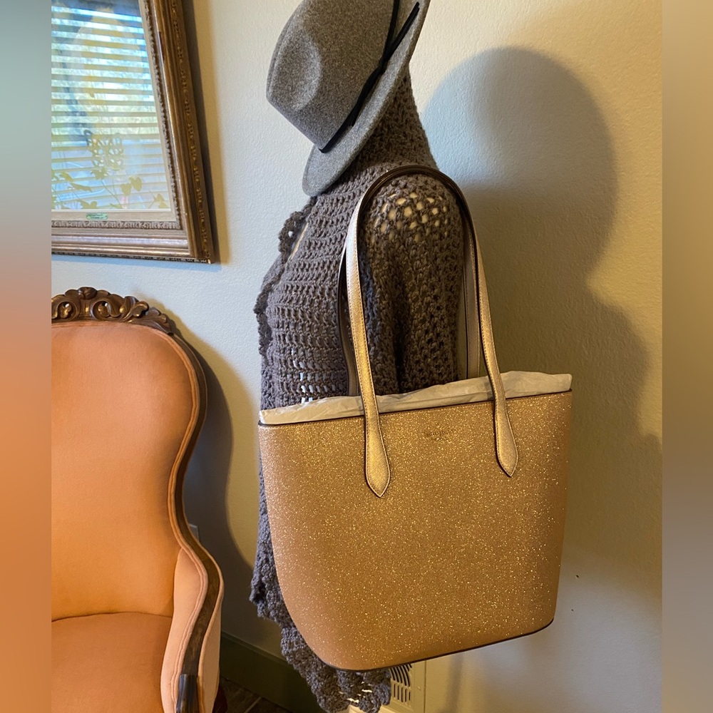 NWT Kate Spade Gold Glitter Tote
